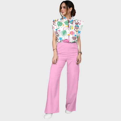 Women's Flamingo Printed Scrub Set SL04