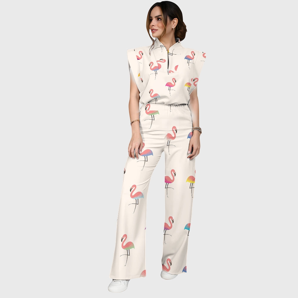 Women's Flamingo Printed Scrub Set SL07