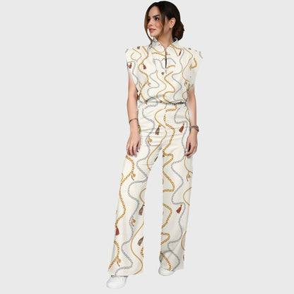 Women's Metallic Line Series Printed Scrub Set  SM03