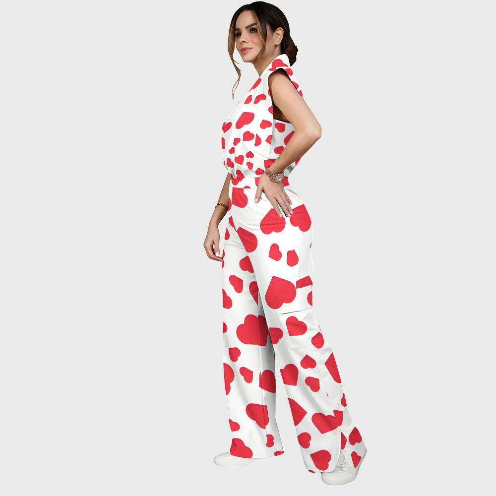 Women's Colorful Heart Pattern  Scrub Set CL11