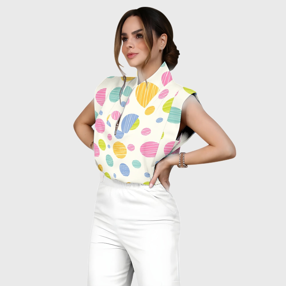 Women's Polka Dot Printed Scrub Set SP13