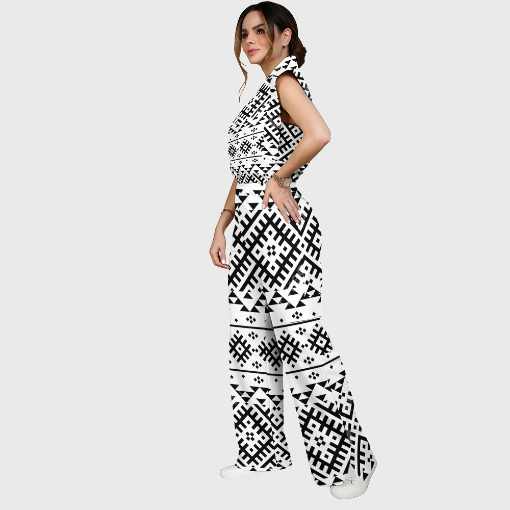Women's Metallic Line Series Printed Scrub Set  SM05
