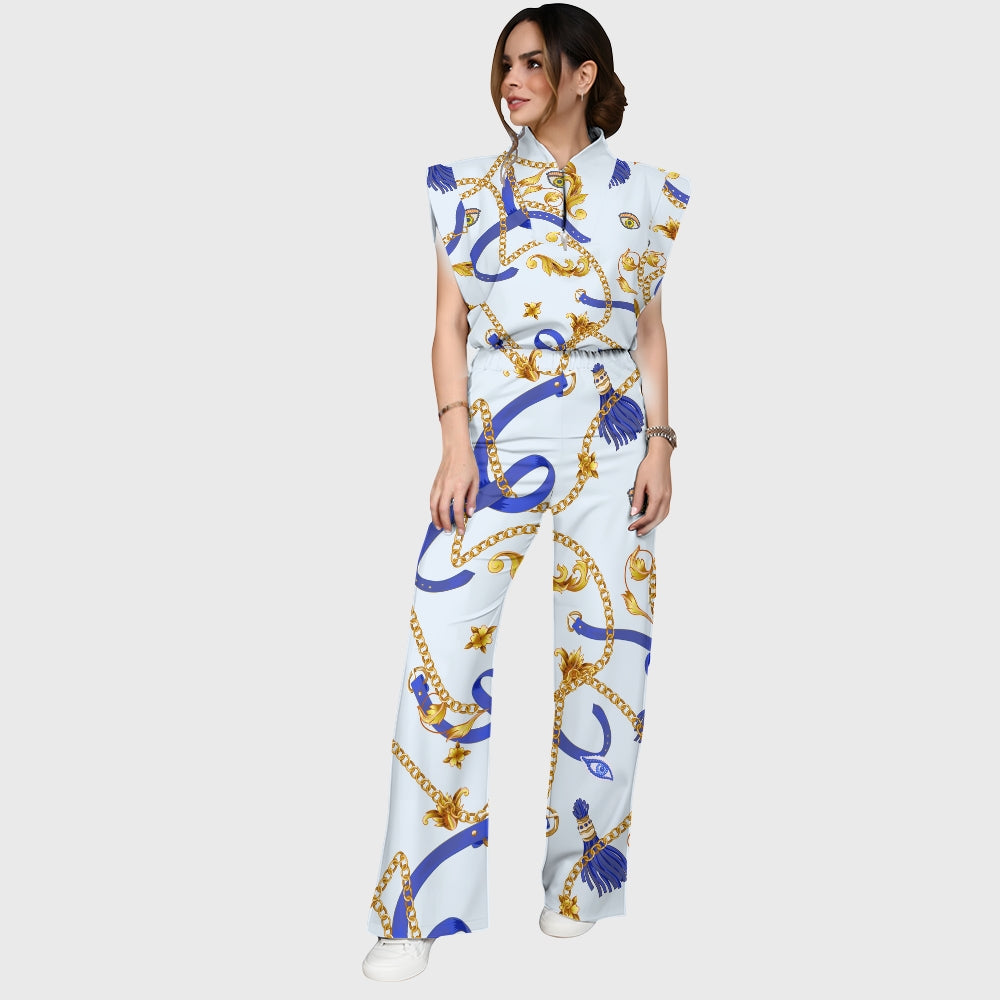 Women's Metallic Line Series Printed Scrub Set  SM08