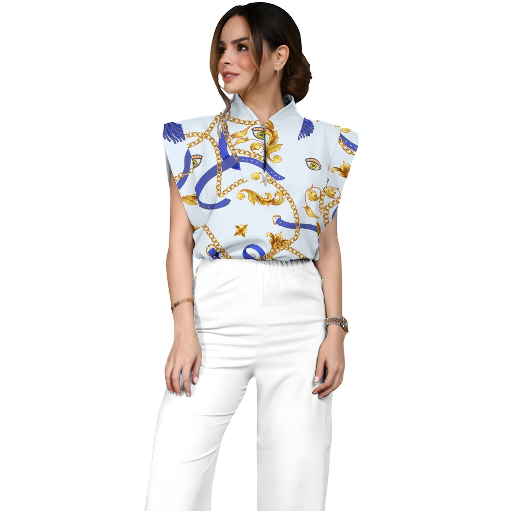 Women's Metallic Line Series Printed Scrub Set  SM08