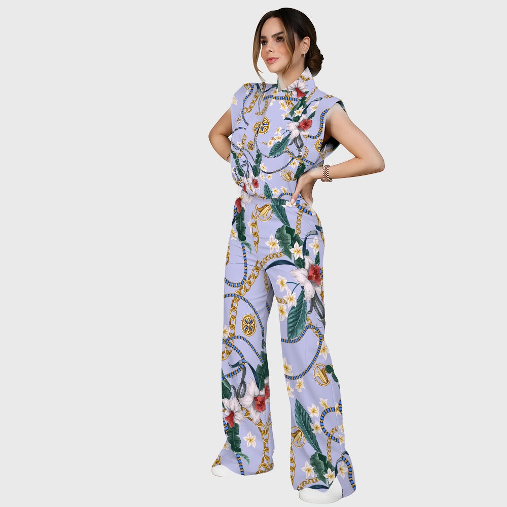 Women's Metallic Line Series Printed Scrub Set  SM09