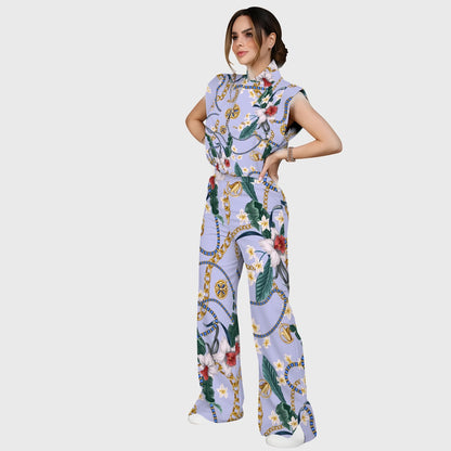 Women's Metallic Line Series Printed Scrub Set  SM09