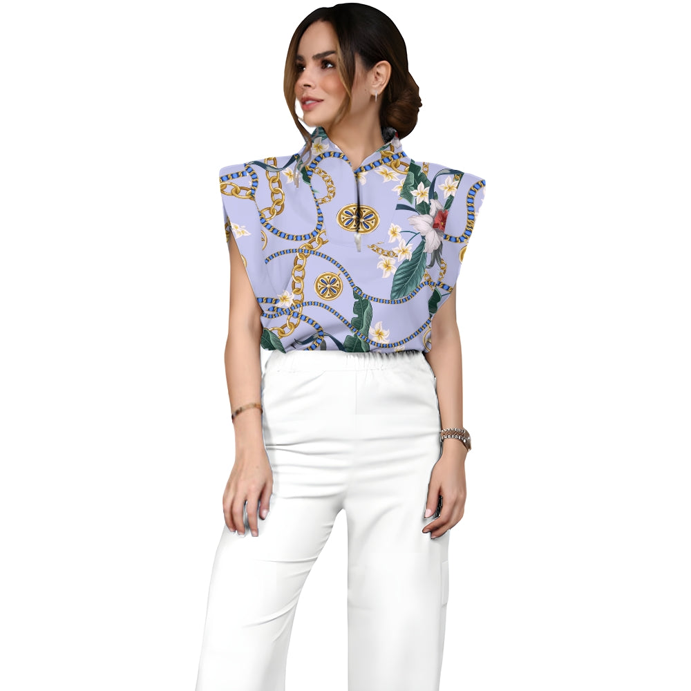 Women's Metallic Line Series Printed Scrub Set  SM09