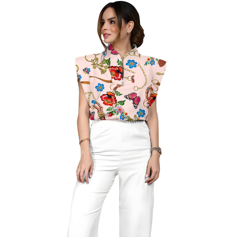 Women's Metallic Line Series Printed Scrub Set  SM10