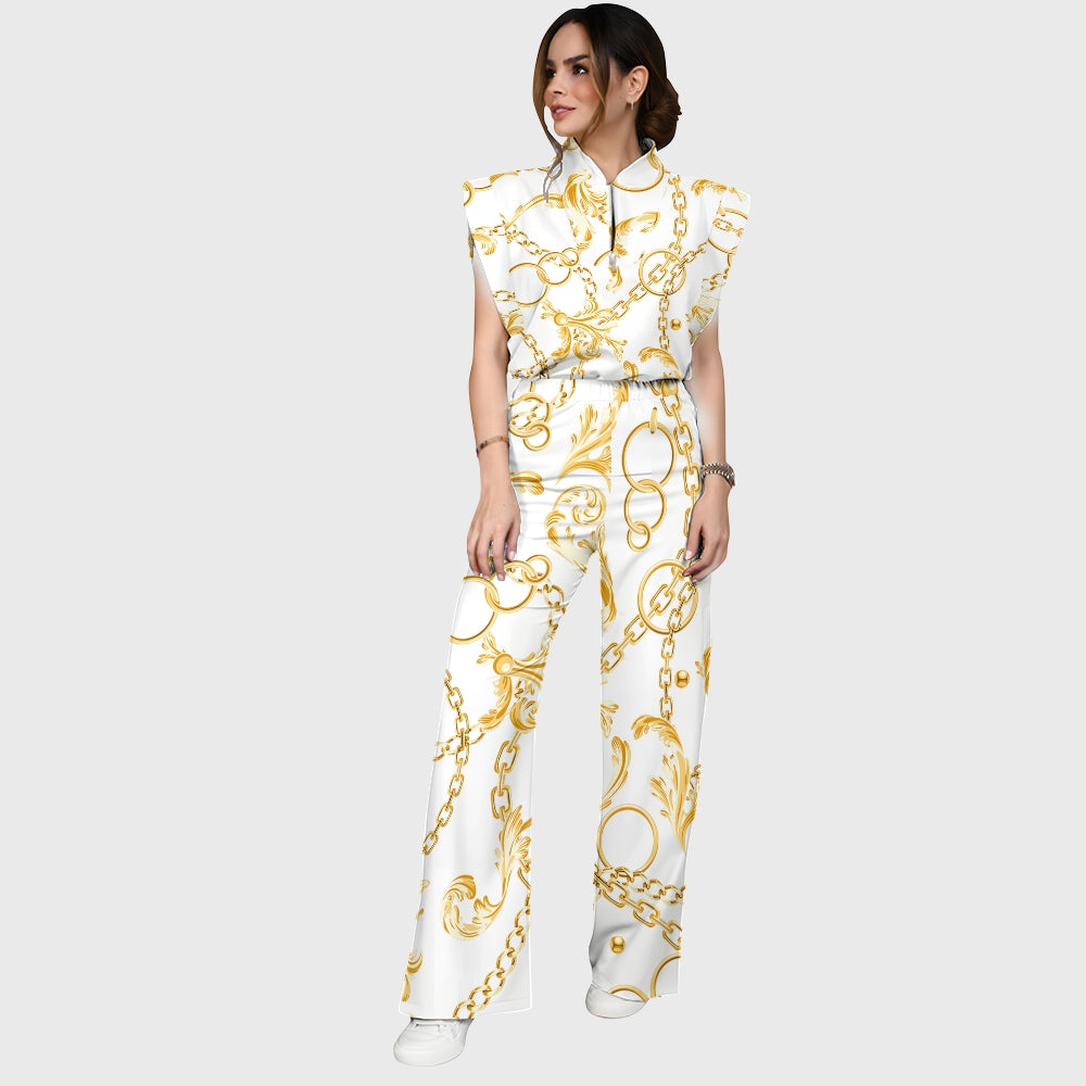 Women's Metallic Line Series Printed Scrub Set  SM11