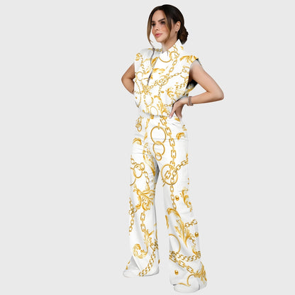 Women's Metallic Line Series Printed Scrub Set  SM11