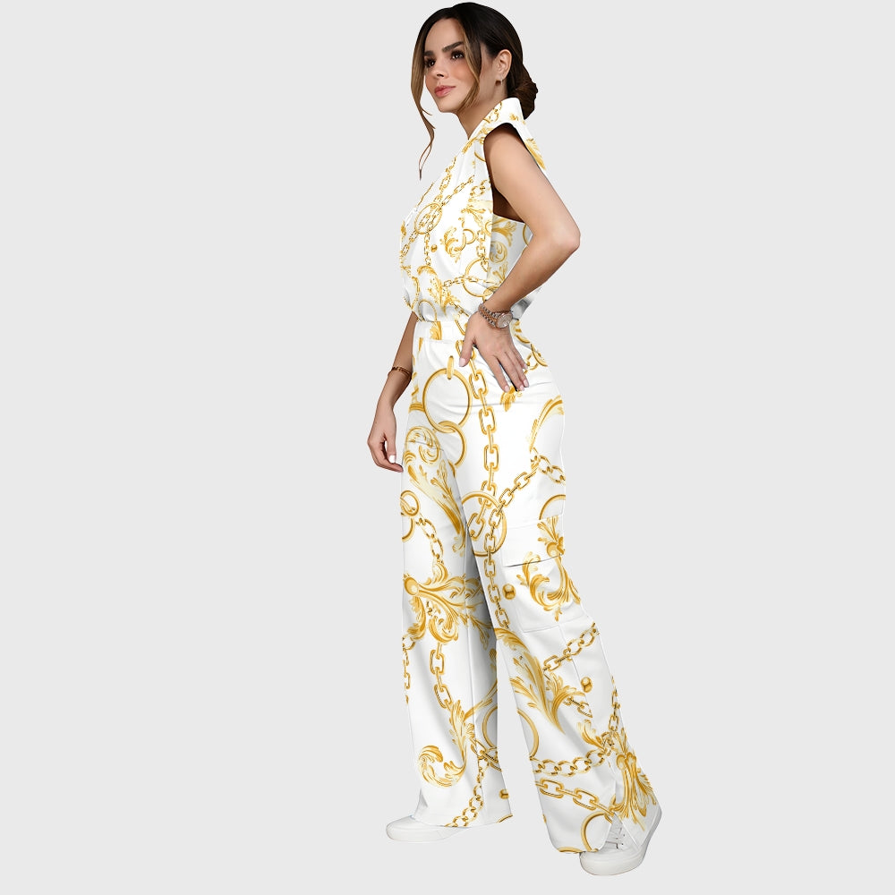 Women's Metallic Line Series Printed Scrub Set  SM11
