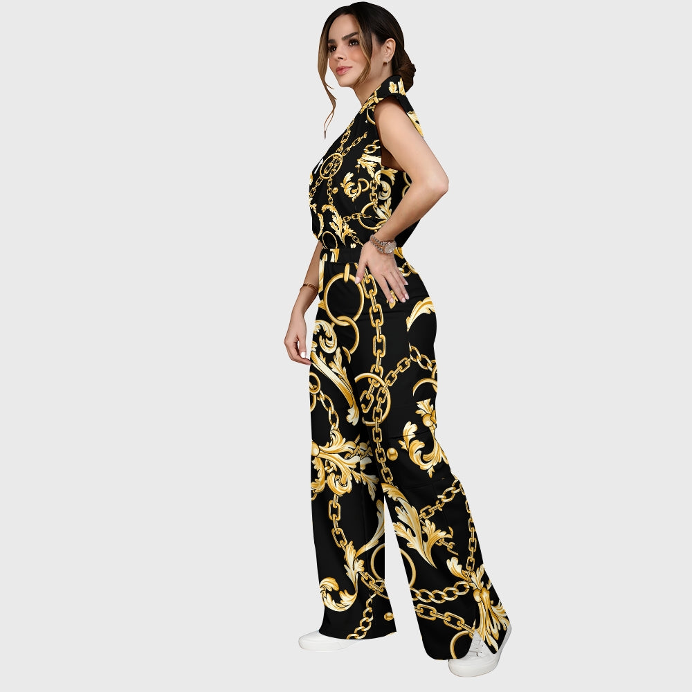 Women's Metallic Line Series Printed Scrub Set  SM12