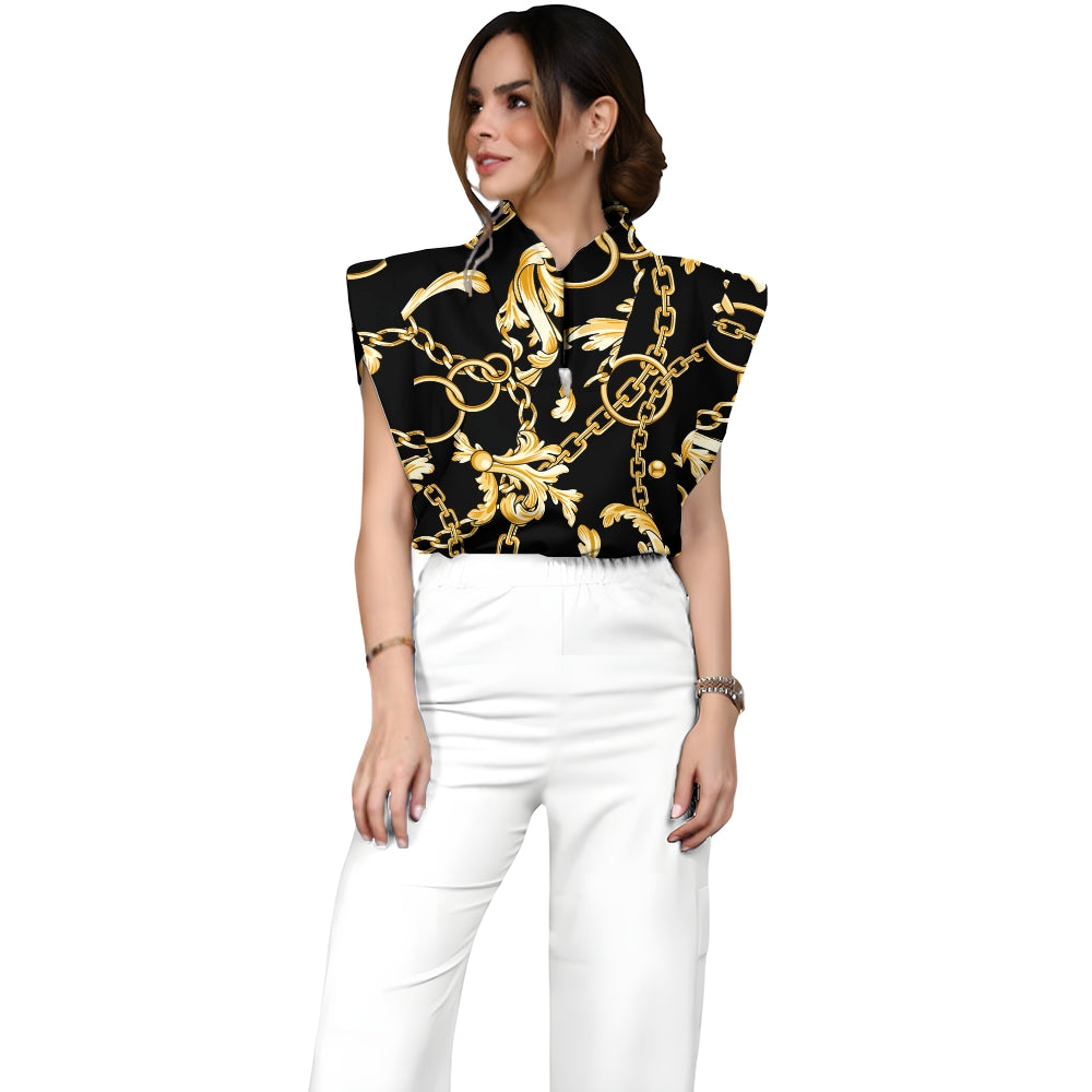 Women's Metallic Line Series Printed Scrub Set  SM12