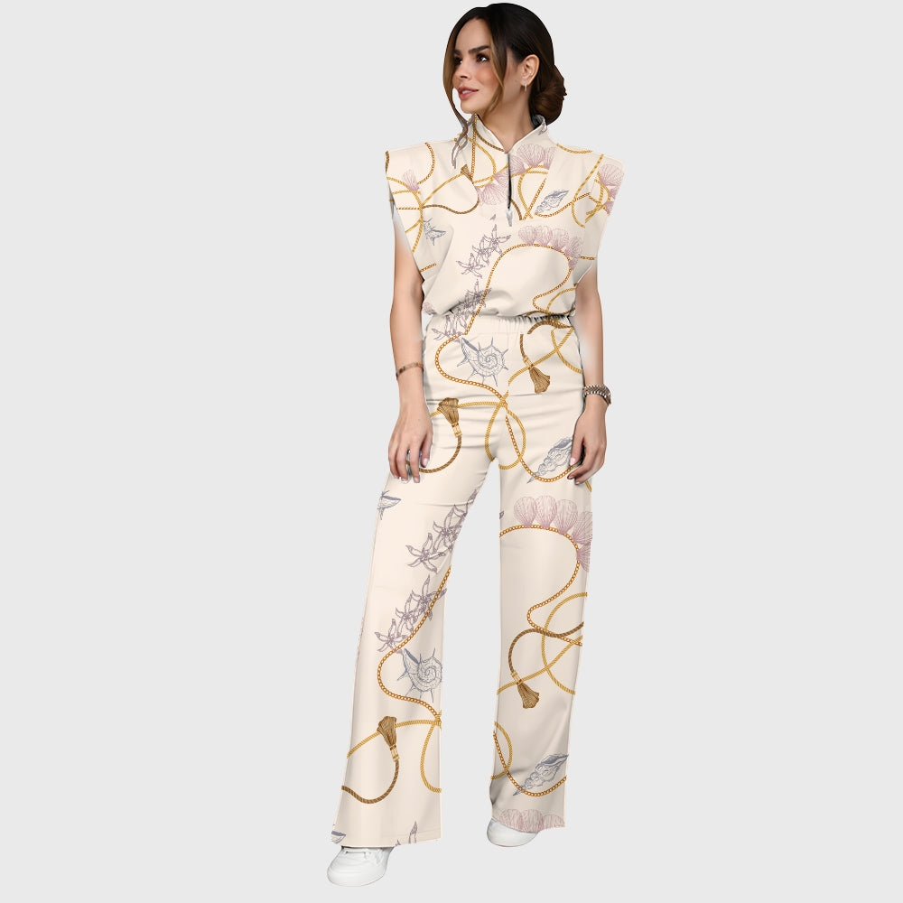 Women's Metallic Line Series Printed Scrub Set  SM14