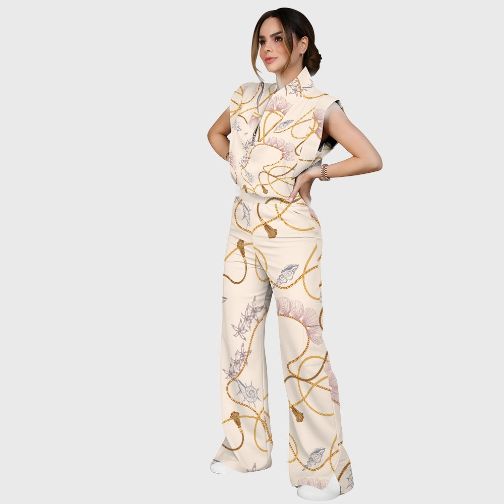 Women's Metallic Line Series Printed Scrub Set  SM14