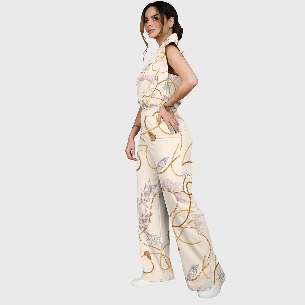 Women's Metallic Line Series Printed Scrub Set  SM14