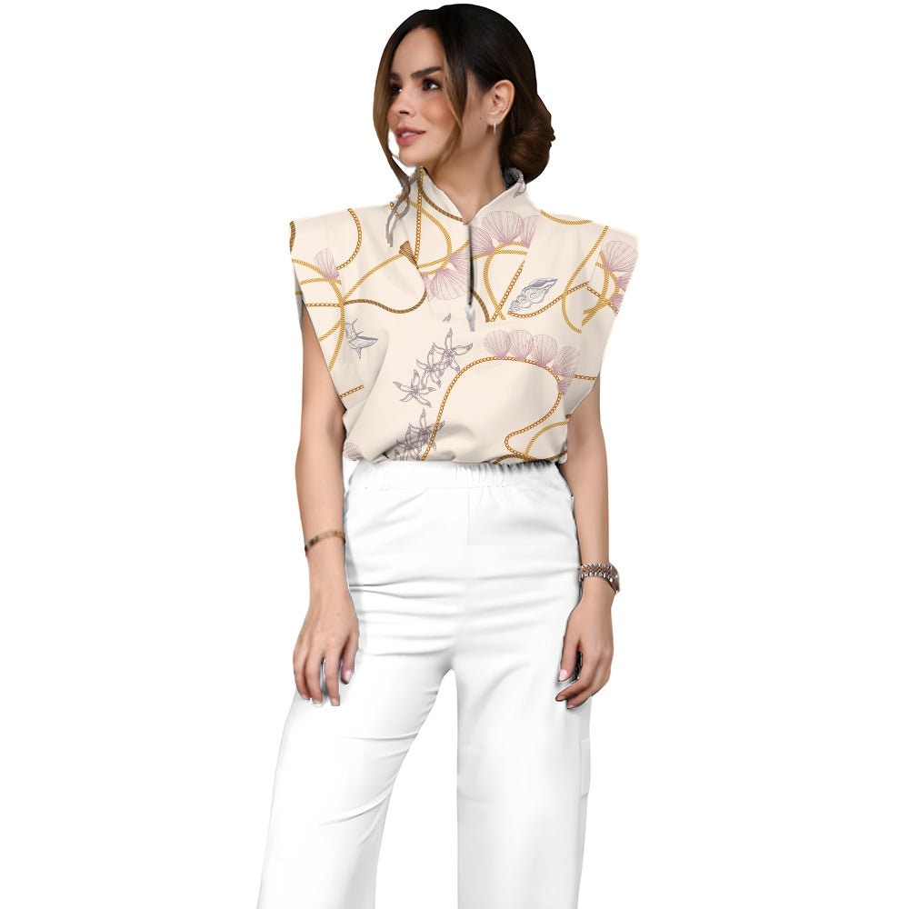 Women's Metallic Line Series Printed Scrub Set  SM14