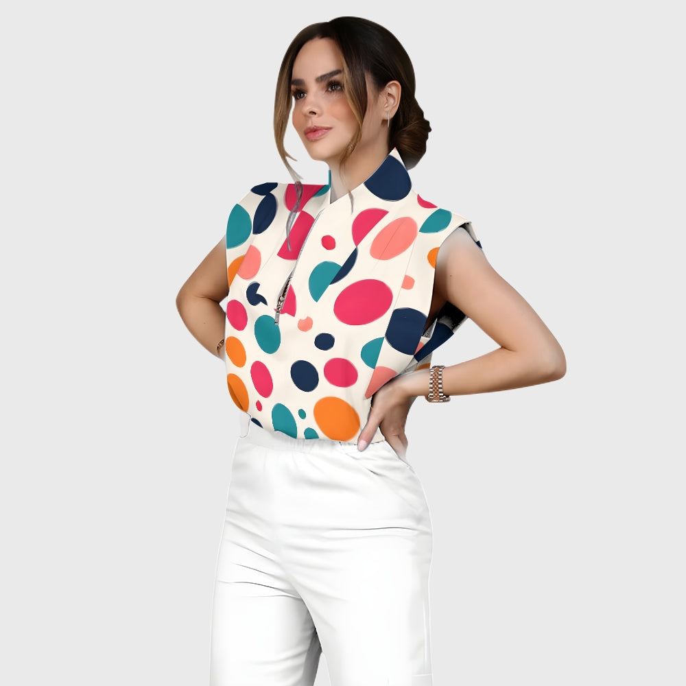 Women's Polka Dot Printed Scrub Set SP16