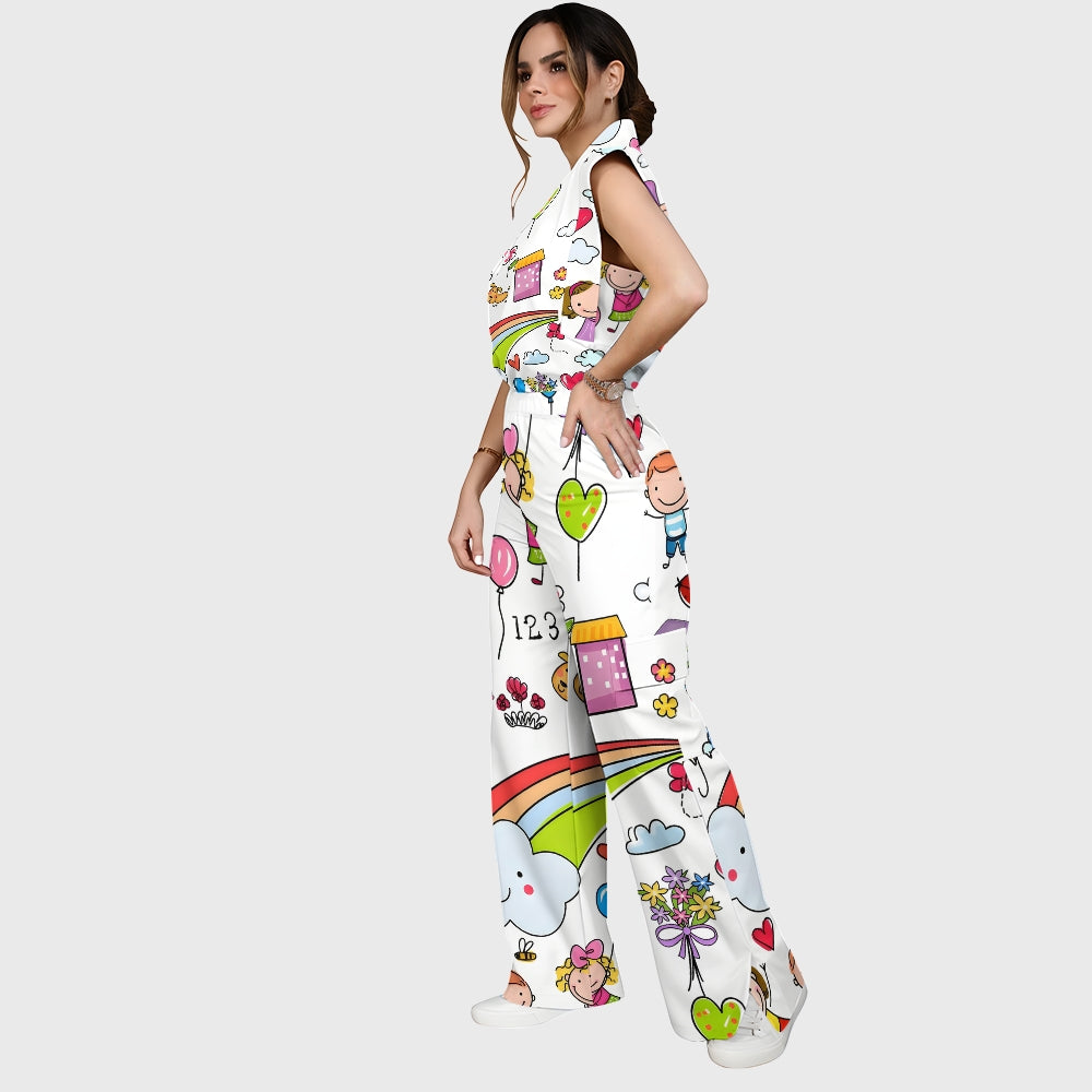 Women's Children's Cartoon Printed Scrub Set SK01