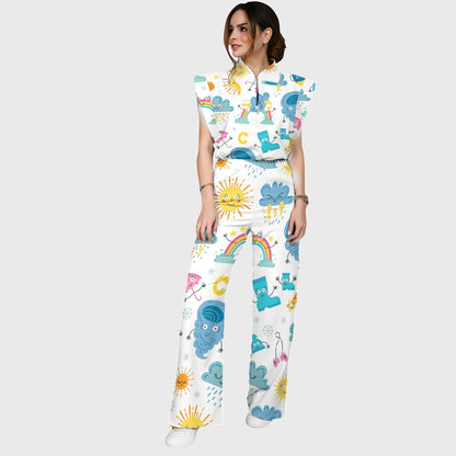Women's Children's Cartoon Printed Scrub Set SK02