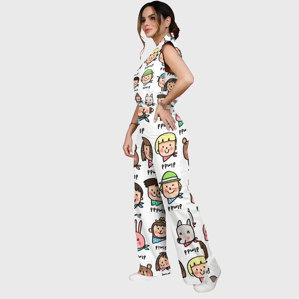 Women's Children's Cartoon Printed Scrub Set SK08