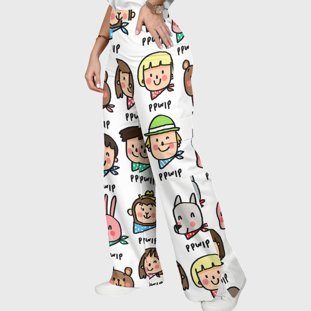 Women's Children's Cartoon Printed Scrub Set SK08