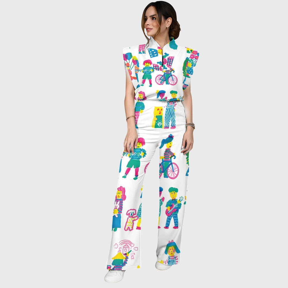Women's Children's Cartoon Printed Scrub Set SK09