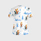Women's Skiing Printed Scrub Set SAA06