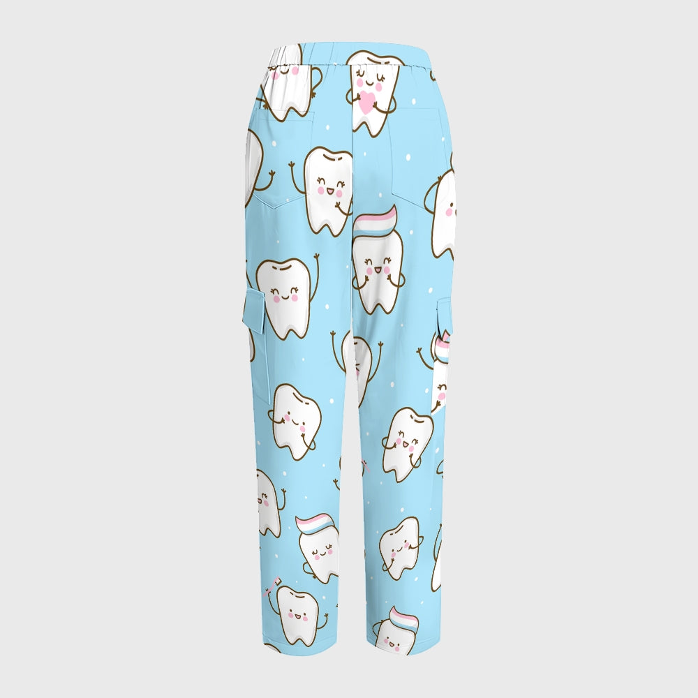 Women's Cute Tooth-Print Scrub Set JTT01