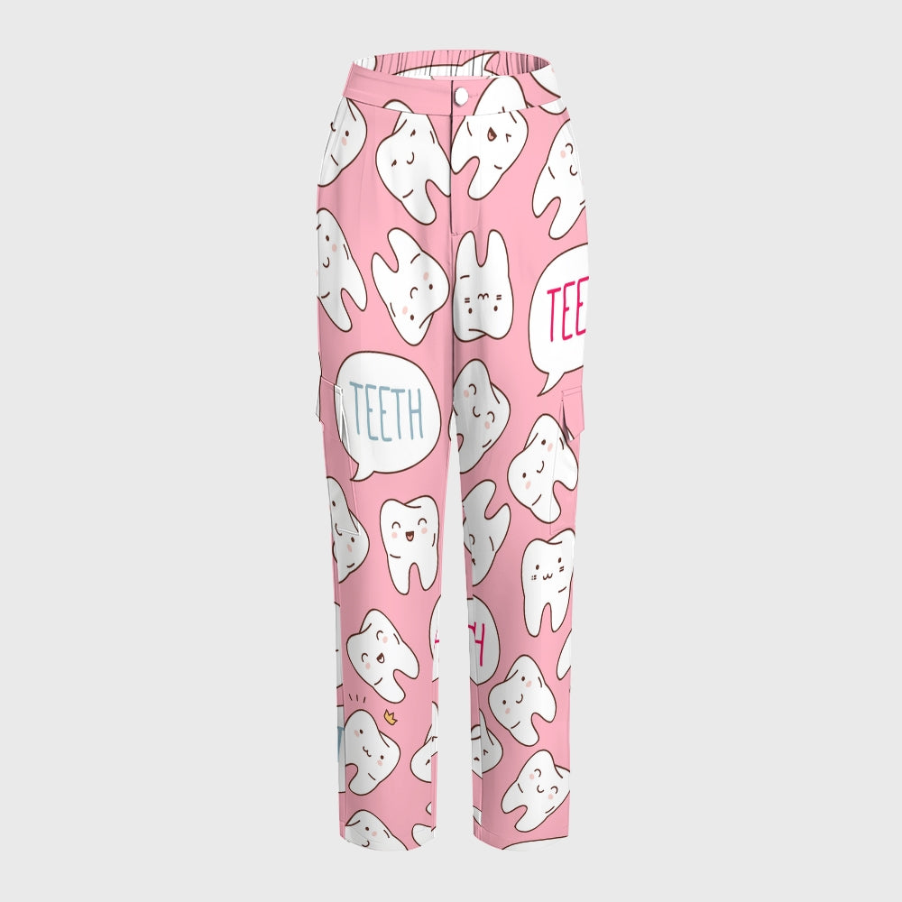 Women's Cute Tooth Care Print Scrub Set JTT02