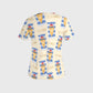 Women's Puff Sleeves Cute Animals Printed Scrub Set SAA23