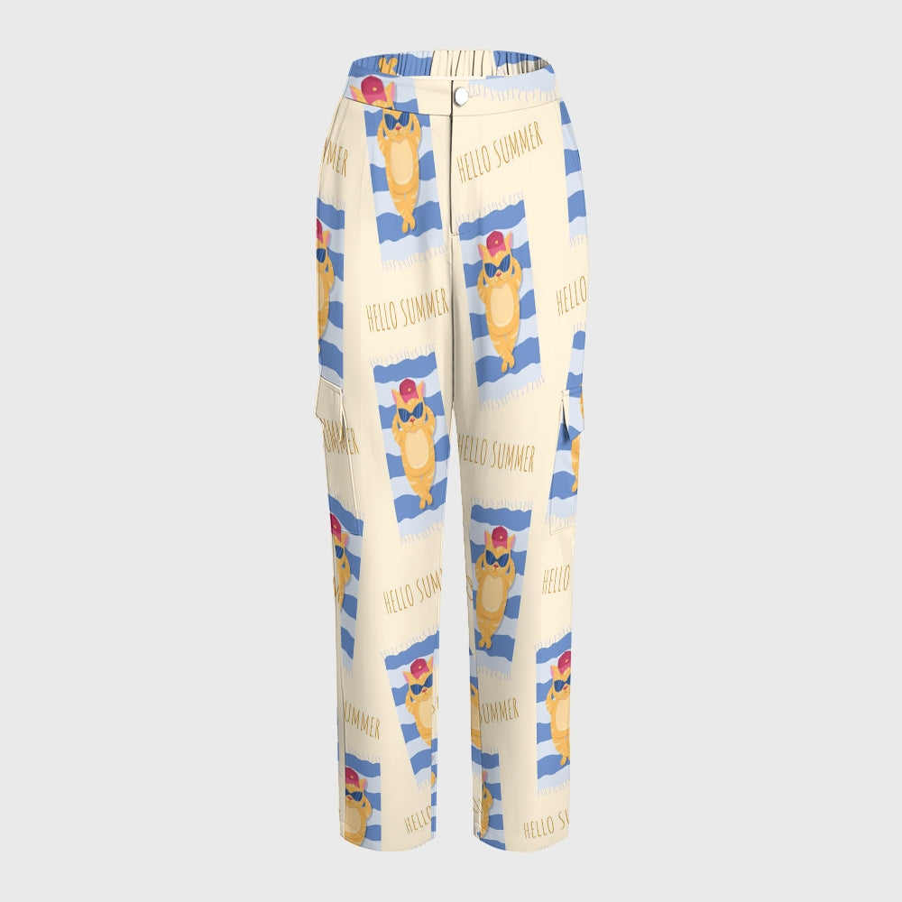 Women's Puff Sleeves Cute Animals Printed Scrub Set SAA23