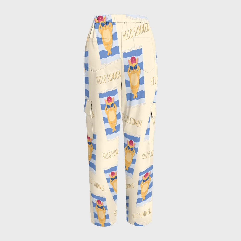 Women's Puff Sleeves Cute Animals Printed Scrub Set SAA23
