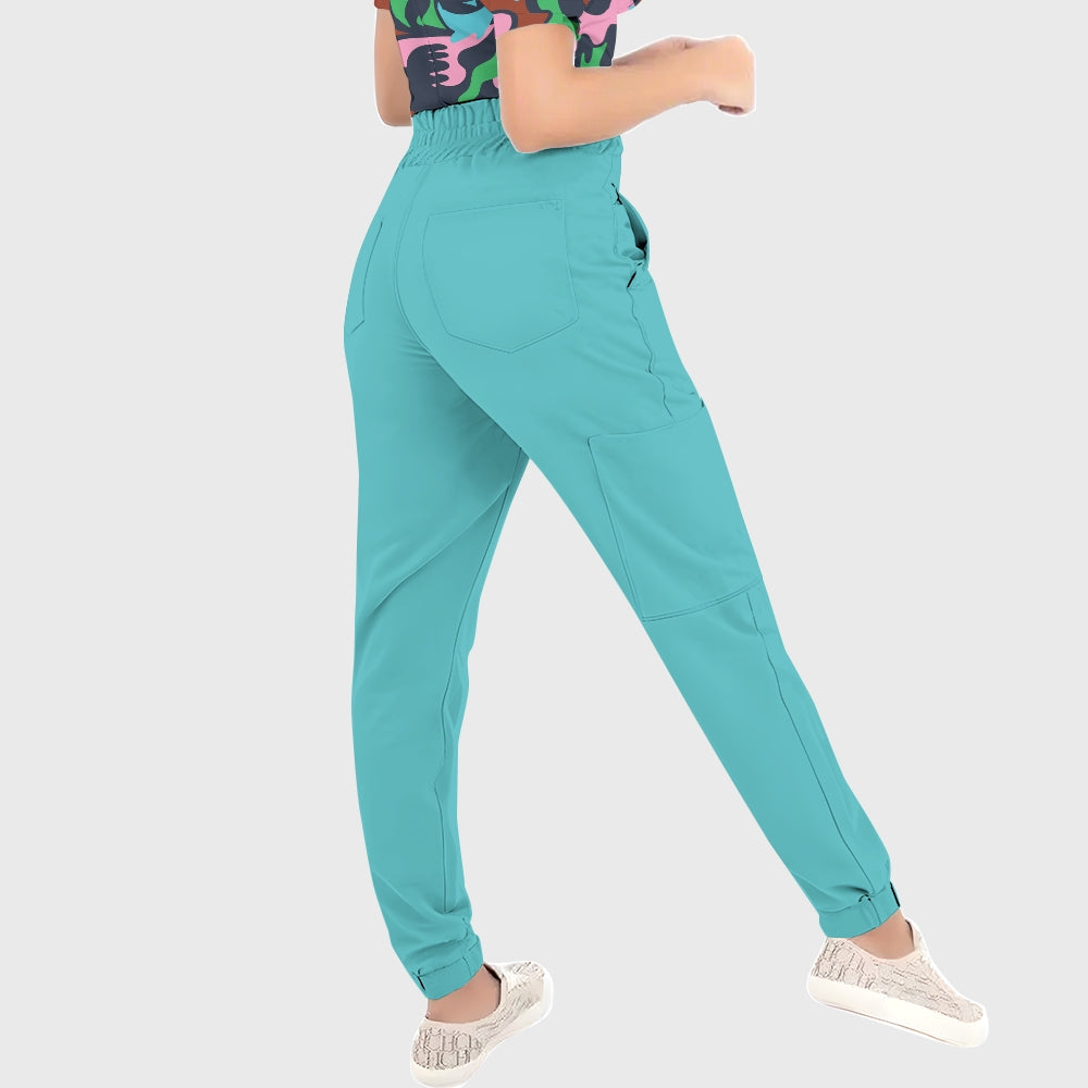 Women's Puff Sleeves Abstract Art  Scrub Set SAA3