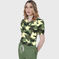 Women's Puff Sleeves Camouflage  Scrub Set SAA8
