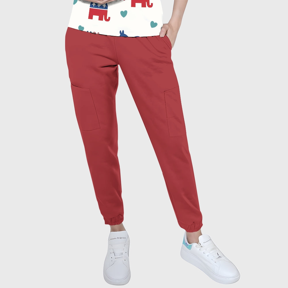 Women's Puff Sleeves American Elements Printed Scrub Set SAA11