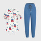 Women's Puff Sleeves American Elements Printed Scrub Set SAA14