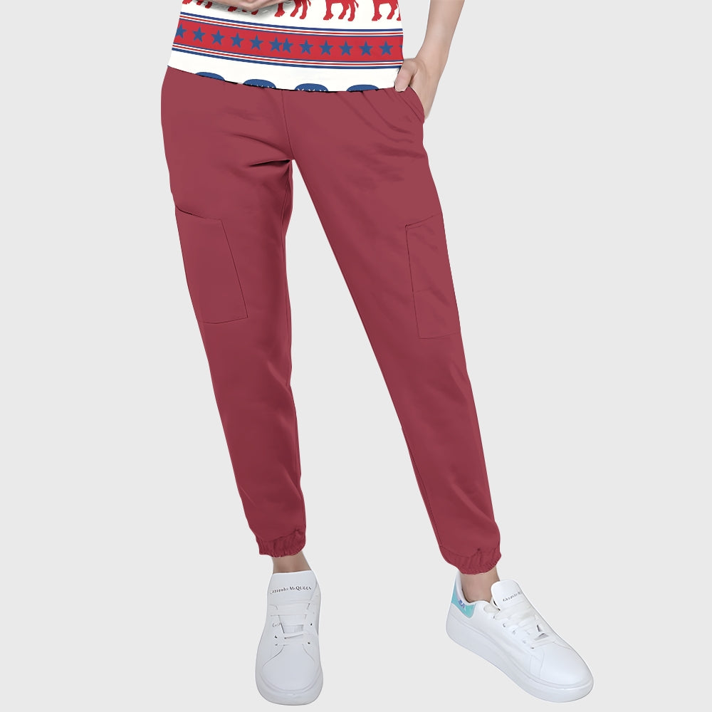 Women's Puff Sleeves American Elements Printed Scrub Set SAA15
