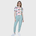 Women's Puff Sleeves American Elements Printed Scrub Set SAA17