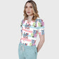Women's Puff Sleeves American Elements Printed Scrub Set SAA17