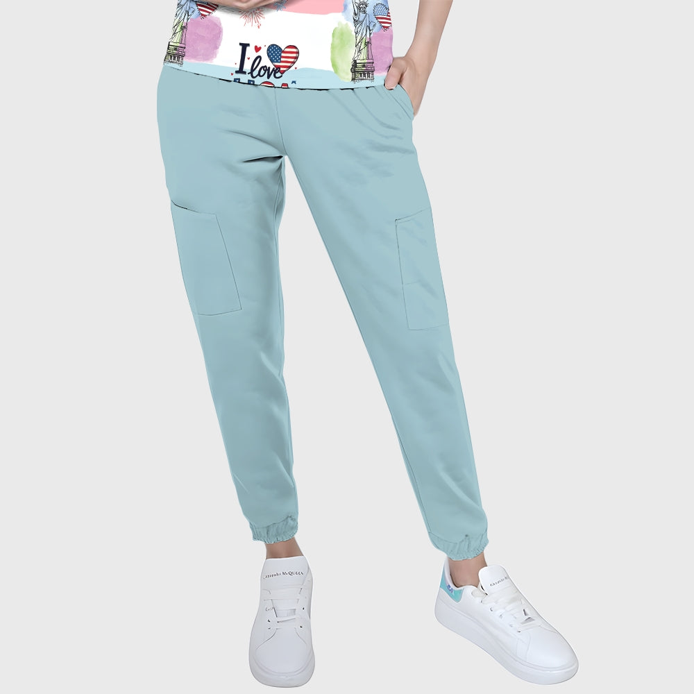 Women's Puff Sleeves American Elements Printed Scrub Set SAA17