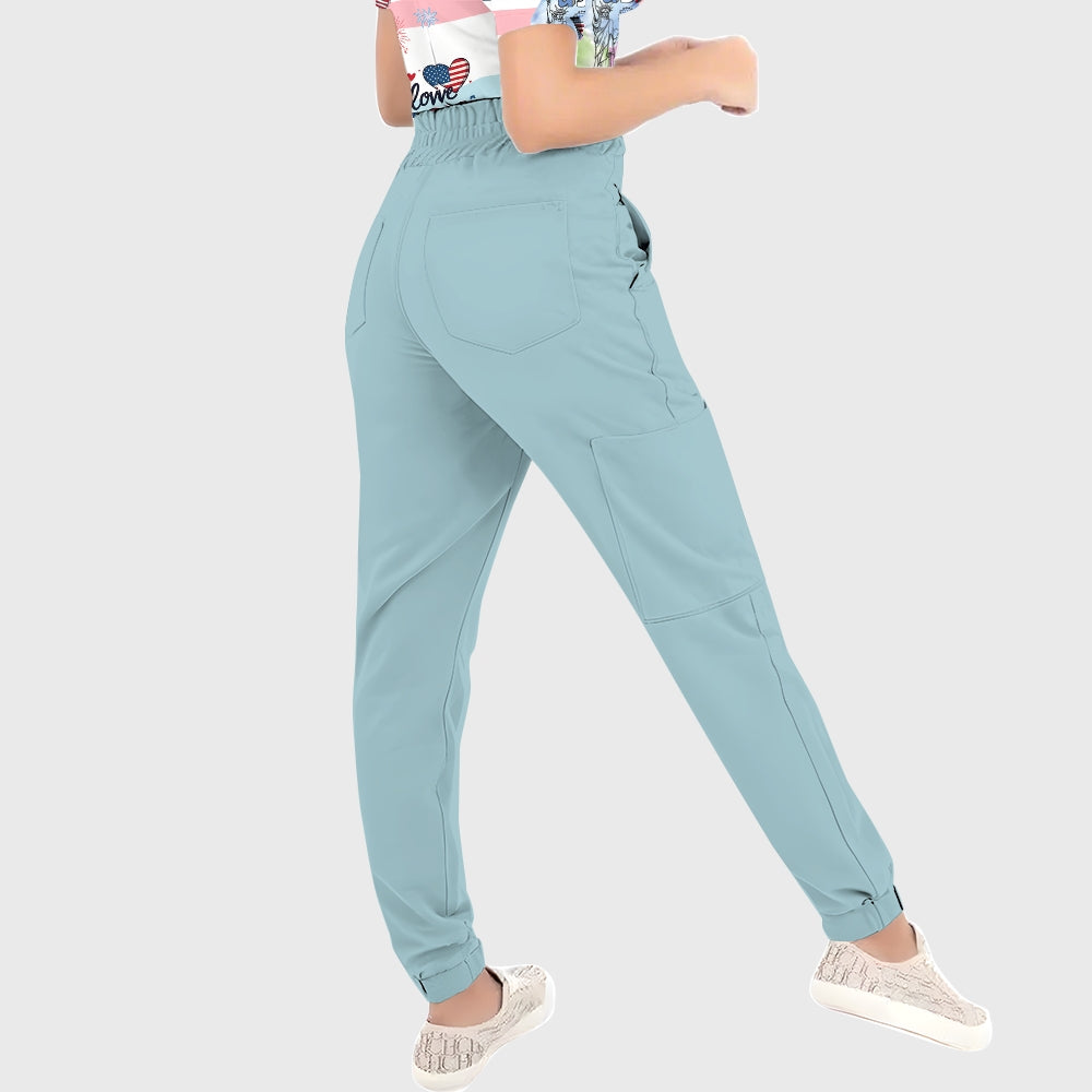 Women's Puff Sleeves American Elements Printed Scrub Set SAA17