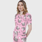 Women's Puff Sleeves Leopard Element Printed Scrub Set SAA18