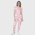 Women's Puff Sleeves Cute Teeth  Printed Scrub Set SAA20