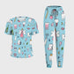Women's Puff Sleeves Cute Teeth  Printed Scrub Set SAA21