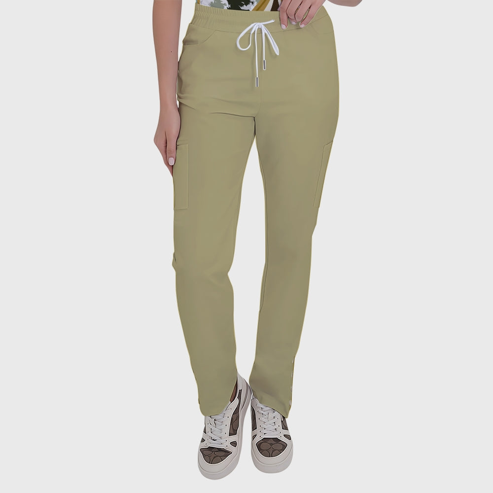 Women's Button-Down Animal Element Printed Scrub Set SSA1