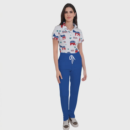 Women's Button-Down American Element Printed Scrub Set SSA6