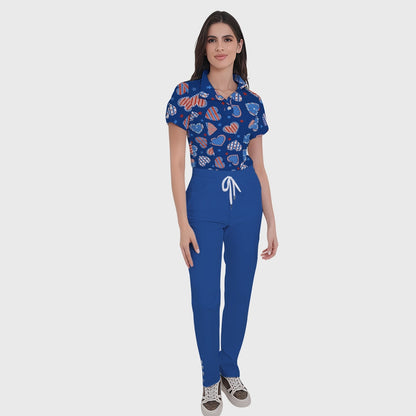 Women's Button-Down American Element Printed Scrub Set SSA12