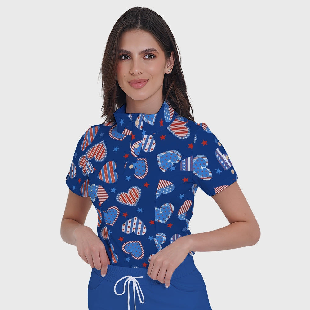 Women's Button-Down American Element Printed Scrub Set SSA12