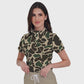Women's Button-Down Camouflage Printed Scrub Set SSA15